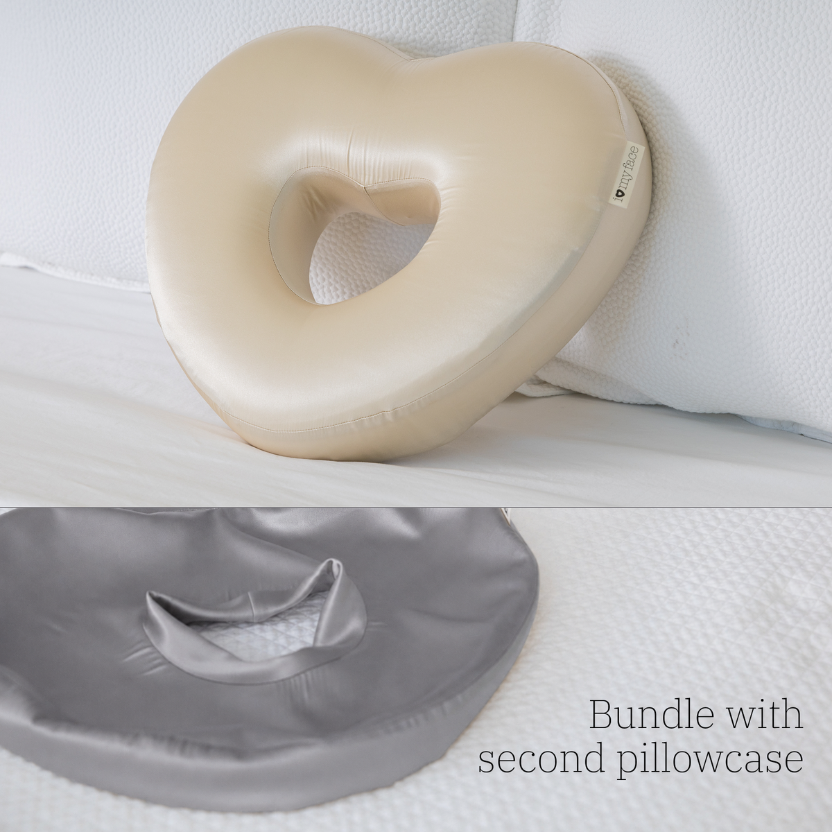 Longevity Pillow™ with Champagne Pillowcase + Steel Grey Pillowcase Bundle
