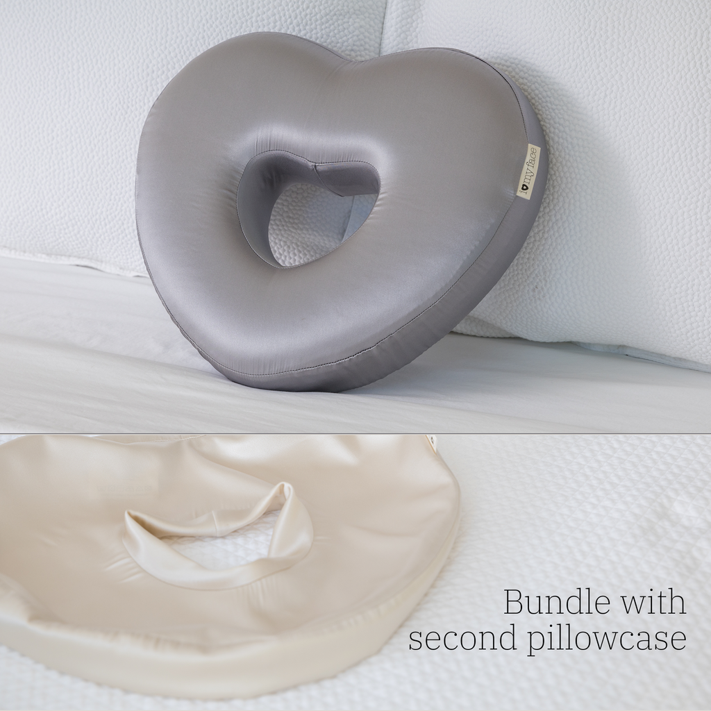 Longevity Pillow™ with Steel Grey Pillowcase + Champagne Pillowcase Bundle